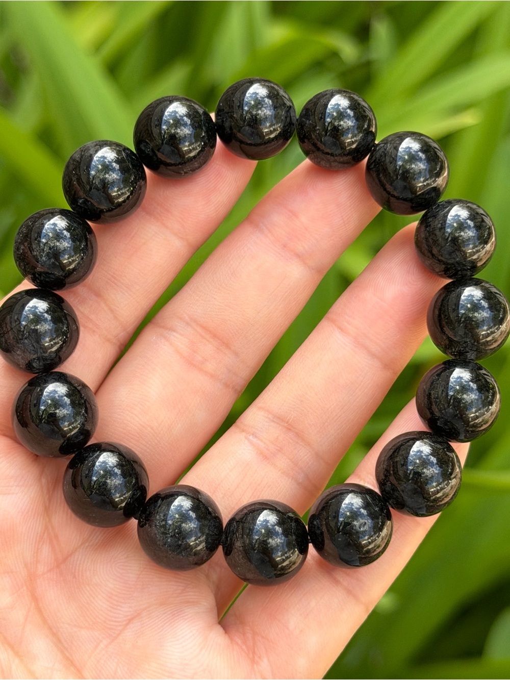 Black Beaded Stretch Bracelet Palo